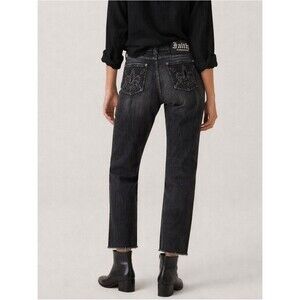 Faith Connexion Charity Low Rise Women's 28 Black Raw Hem Designer Grunge Denim